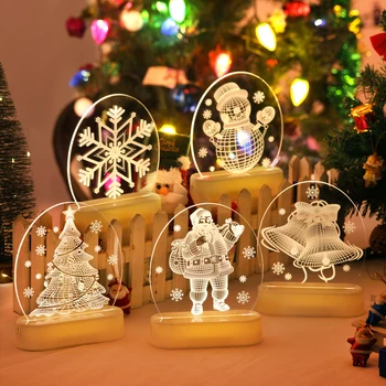Vánoční Dekorace pro Domácí Vánoční Víla Věnec Ornament Akryl Santa Claus Nočního Světla Navidad Vánoční Dárky, Nový Rok 2021
