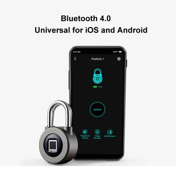 Inteligentní Bluetooth visací Zámek Otisků prstů a Telefon APP Odemknout Vodotěsné IP66 Bezpečnostní Dveře Zámek Na Zavazadla/Skříň/Zásuvka/Bike M3