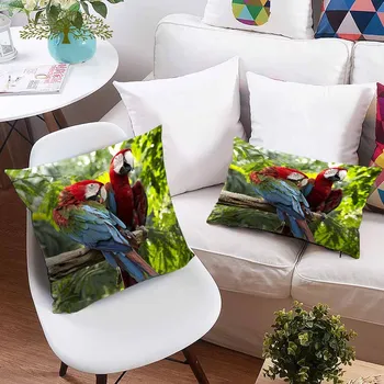 WOSTAR Modré papoušek Polštář Pokrývá Zvířecí Květinové Polštář Kryt pro Pohovku, Židle, bytové Dekorace Měkké povlaky na Polštáře 40*40cm