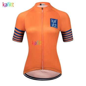 2021 Kafitt Dámské Oranžové s Krátkým Rukávem Cyklistika Jersey Sety MTB Bike Oblečení Ropa Ciclismo Silniční Kolo Košile 2 Ks Letní