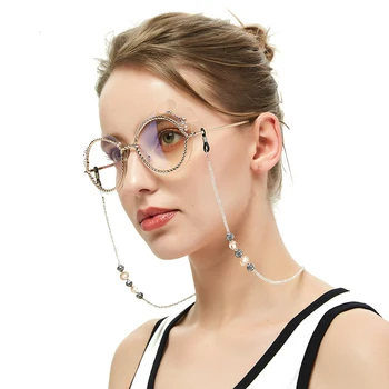 Nové 1KS Brýle Kovový Pásek Drahokamu Korálky na Krku Šňůru protiskluzová Brýlové Řetízky, sluneční Brýle String Sportovní Brýle Příslušenství