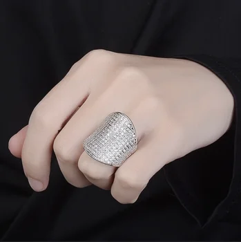 Luxusní 925 Sterling Silver Drahokam Prsten Zářící 146pcs Simulované Diamantové Prsteny pro Ženy Koktejlové šperky dárek