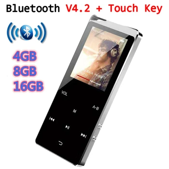 2021 Nová Bluetooth, MP4 Hudební Přehrávač 4GB 8GB 16GB Dotykové Klávesy SD Kartu Vložte FM Rádio Více Jazykových Luxusní Kovový hi-fi Přehrávač