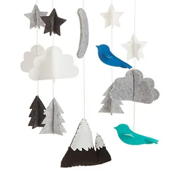 Postýlka Přívěsek Mobilní Hvězdičkový Cloud Pták Dětské Stropní Závěsné Dekorace dětského pokoje Ručně vyráběné Tkaniny; trojrozměrný Přívěšek