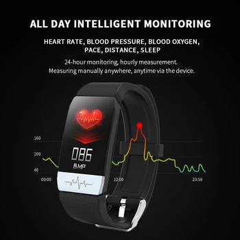 Nová T1 Chytrý Náramek Teploměr Měření Tělesné Teploty Zdraví Srdeční Frekvence Chytré Hodinky Kapela Vodotěsné Fitness Tracker