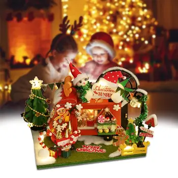 Panenky Dům Nábytku S LED Světlo Diy Miniaturní 3D Dřevěné Miniaturas Domeček pro panenky, Hračky Pro Děti, Narozeniny, Vánoční Dárky