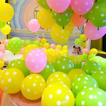 100ks 2.8 g 12inch růžová zelená žlutá Latex místě Balónky Happy Birthday Party Svatební Dodávky nový rok Vlna bod latex globos