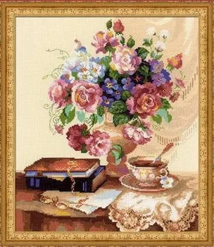 Kvalitní Krásné Horké Prodávat Počítají Cross Stitch Kit Etuda s Květy Květina Čaj, Kávu, Knihy riolis 1302