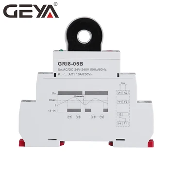 NOVÉ GEYA GRI8-05 AC nebo DC Proud Monitorovací Relé přímo-prostřednictvím 2A-20A AC24V-240V Přes-aktuální Pod-aktuální Ochranu