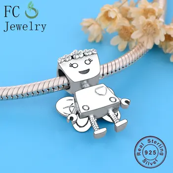 FC Šperky Fit Originální Značky Náramek Sterling Silver Dívka Robot s Květu Motýl Křídlo Korálky Což Berloque 2019