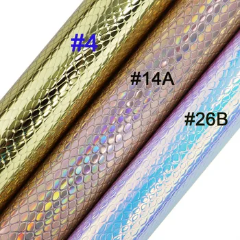 30x134cm Roll Duhové Holografické Hadí Šupiny Umělé Syntetické Kůže, Textilie Pro Kabelky Vlasy Luky IDIY BH001