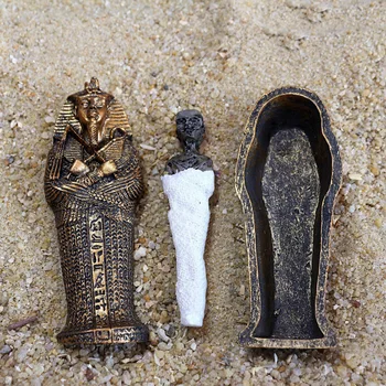 Miniaturní Pryskyřice Starověkého Egyptského Faraona Rakvi Mumie Model Figurka Socha, Děti, Hračky, Vánoční Dárek Malé Ozdoby Miniaturní model