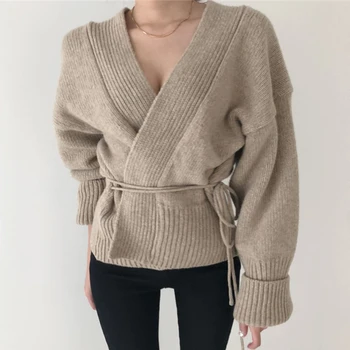 WHCW CGDSR elegantní ležérní single-breasted 2020 tlusté pletené svetr svetry korejský styl ženy zimní podzim ženy svetr