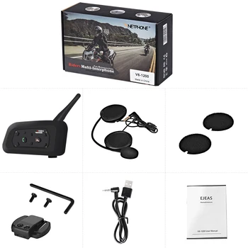 V6 Motocykl Bluetooth Intercom Helmu Headset S Mikrofonem pro 6 Jezdců Bezdrátové Intercommunicador Interphone MP3