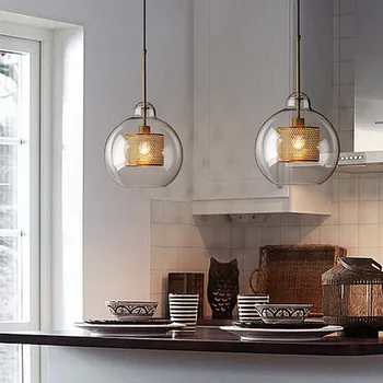 Nordic Iron Sklo Přívěsek Lampy pro Obývací Pokoj kuchyň ložnice osvětlení Průmyslové Retro Restaurace loft Zavěšení Svítidla