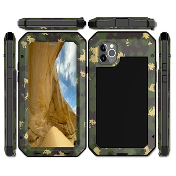 Kovové Extrémní Nárazuvzdorný Vojenské Heavy Duty Tvrzené Sklo Pouzdro pro iPhone 5S 6 6S 7 8 Plus X XS 11 12 Mini Pro MAX.