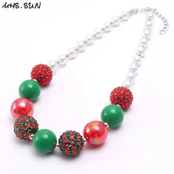 MHS.SLUNCE Nejnovější 3 styl dítě robustní korálkový náhrdelník vánoční dívky, děti, dárek ruční řetěz náhrdelník bubblegum šperky 1ks