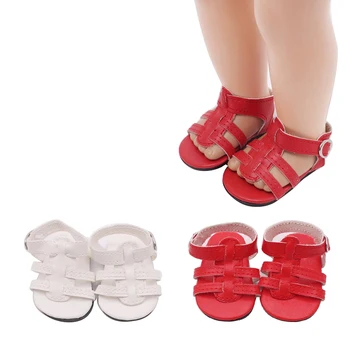 18 inch Girls panenka boty Jednoduché červené sandály Americké novorozence bílé PU boty Dětské hračky vhodné 43 cm baby panenky s119