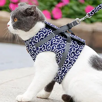 Japonský Styl Pet Pes Kočka Postroj Vesta Límec Venkovní Pěší Vodítku Nastavit