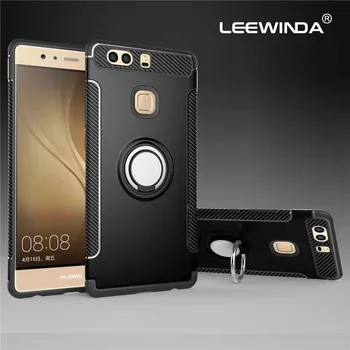 Pro Huawei P8 P9 P Smart Plus Lite Y9 2019 Telefon Případě,Luxusní Magnetické Brnění Silikonové Pouzdro Kryt Kovový Kroužek Pouzdro Hard Case