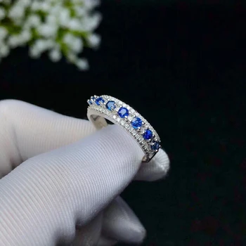 KJJEAXCMY boutique šperky 925 Stříbrný vykládaný Přírodní Safír Dívka Ring Podpora Detekce