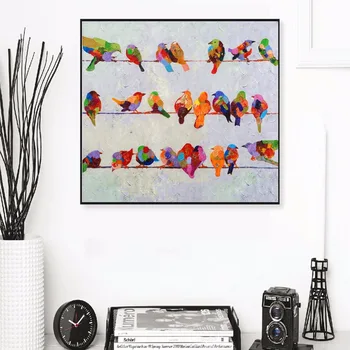Ptáci Na Drátě Umělecká Díla Plátno Art Print Obraz, Plakát, Nástěnné Obrázky Pro Obývací Pokoj Domácí Dekorační Dekor Bez Rámu