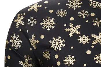 Sníh Zlato Bronzový Vánoční Tričko Pánské 2019 Nový Mandarin Límec Dlouhý Rukáv Pánské Černé Šaty Košile Xmas Party Prom Kostým 2XL