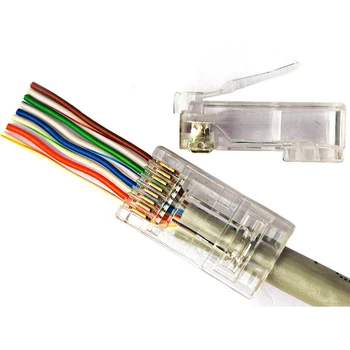 50/100ks EZ RJ45 Cat6 UTP cat6 konektor síťové konektory 8 Pin, nestíněný modular rj45 konektory utp Kabel Projít