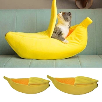 Tvar Banán Cat House Bed Štěně Chovatelské Stanice Teplé Mazlení Spící Jeskyně Pohovka Žlutá