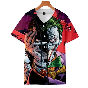 HAHA Joker 3D Tištěné Baseball T-shirt Men Letní Bavlna Krátký Rukáv T tričko Rocková Kapela pánské Tričko Hip Hop 4XL Trička Topy