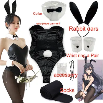 Sakurajima Mai Cosplay Kostým pro Dívky Halloween Ženy Černé Sexy Kombinéza Rascal Není Sen Bunny Girl Senpai, Protože