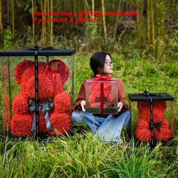Umělé Květiny Růže, Bear Valentine Den Dárek Přítelkyni k Výročí Dárek Pro Svatební Party Dekorace Teddy Hračka