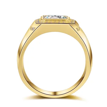 14k Žluté Zlato Obdélník Řez Diamantový Prsten Pro Muže Luxusní Bílé Zlato Plné Vykládané AAA Zirkon Simulace diamond Ring Jemné Šperky