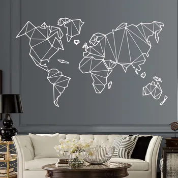Geometrické obrázek Mapa Světa Samolepka na Zeď Svět obrys domácí Dekoraci vinyl Zeď Obtisky pro Domácí obývací pokoj Dekor Mural G753