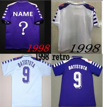 Retro 1998/99 Batistuta Rui Costa Krátký Rukáv Classic Vintage Pánské Trička Neformální T-Shirt Futbol