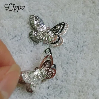 20ks 3D Butterfly Přívěsek Platinum Pozlacený Konektor Zdobení Mosaz Šperky Zjištění A Komponenty DIY Příslušenství