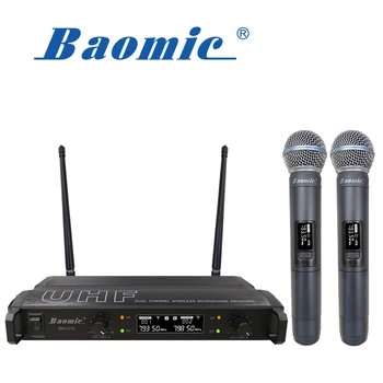 863-865Mhz baomic značky BM-U752 UHF bezdrátový mikrofon, Karaoke duální kanály Levé 863.5 MHz Právo 865MHz pevné frekvence UK