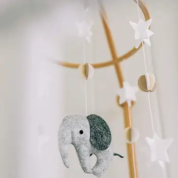Ručně vyráběné Tkaniny Visí Ornament Dětská Postýlka Mobilní S Elephant Bed Vítr-bell Školky Dekor Stropní Dekorace Baby Sprcha Dárek