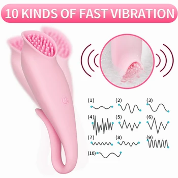 BODYPRO Ženy Masturbace Vibrátor G-SPOT klitorisu Lízat Jazyk Dildo 10 Speed USB Nabíjení Pička Masáž, Dospělý Sex Produktů