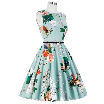 Grace Karin Letní Šaty Květinové Vzory Dámské Oblečení Audrey Hepburn Roucho, Retro Ležérní Swing 50s Vintage Rockabilly Šaty