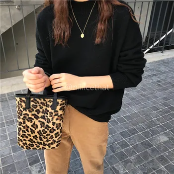 Vintage PU Kožené Dámské Malé Kabelky Spojky Kabelku Ženy Leopard Mini Bucket Bag Módní Design Ženy Tote Tašky přes Rameno