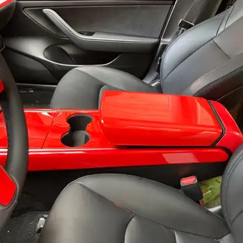 Červená barva Pro Tesla Model 3 Model Y Středové Konzole, loketní Opěrce Schránka Ochranné Dekorace Kryt příslušenství