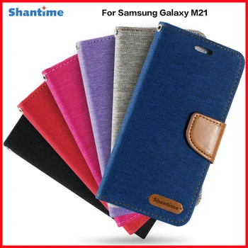 PU Kožené Flip Pouzdro Pro Samsung Galaxy M21 Business Case Pro Galaxy M21 Držitele Karty Silikonové fotorámeček Případě Peněženka Kryt