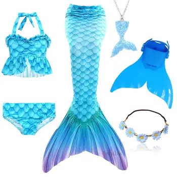 3-12 Let Děti Mořská panna Ocas Šaty Náhrdelník Cosplay Kostýmy pro Dívky Plavání Plavky Bikiny Mermaid Ocasy Halloween Kostým