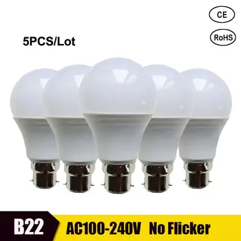 5kusů Bajonet LED Žárovka, Jasné Bílé LED Lampada 18W 21W 15W 9W 12W 6W 3W Energeticky Úsporné Žárovky 110V 220V Vnitřní Osvětlení