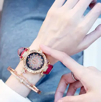 Osmiboká čas na spuštění sítě red vibrato hodinky ženy módní nové
