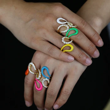 Duha barevné ženy letní šperky hot prodej otevřít, upravit Neon smalt plný prst prsten pro ženy