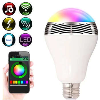 HOT Inteligentní BL05 E27 LED Žárovka RGB Barevné Měnící Světla Control Bluetooth Hudební Audio Reproduktor Lampa
