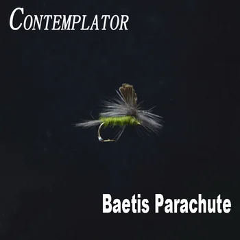 CONTEMPLATOR 6ks/box 14# Parachute Baetis olivový tělo suché mouchy, návnady, simuluje baetises poklopy povrchové vody fly rybářské návnady