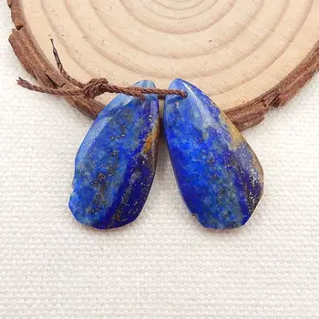 Prodej 1pár Přírodního Kamene Lapis Lazuli Drahokam Nugget Náušnice Korálek Pro Ženy 27x14x5mm 6g